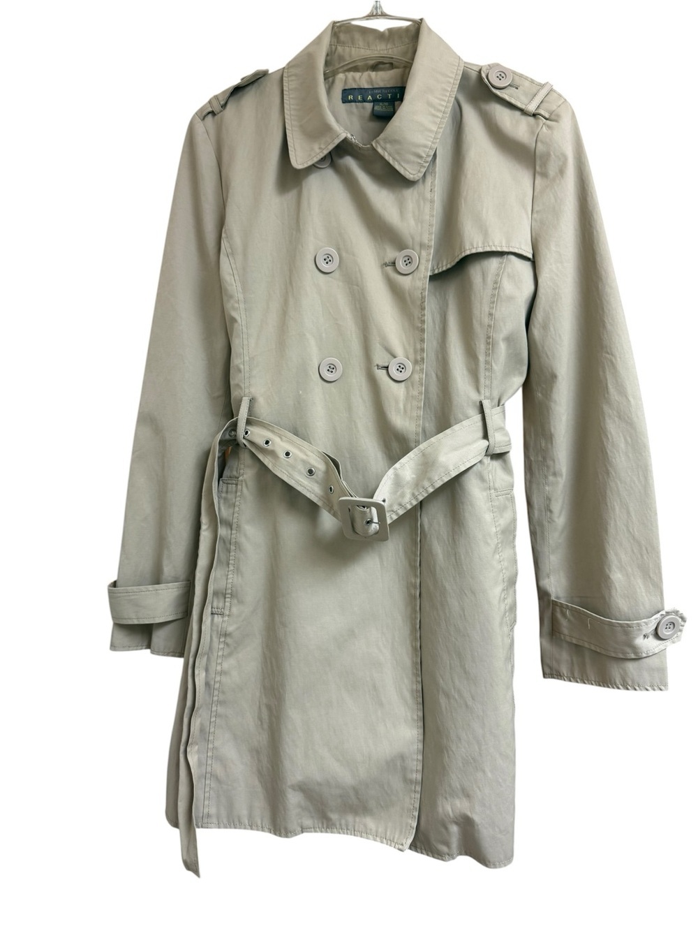 Womens Reaction Kenneth Cole Beige Double-Breasted Trench Coat Size  XL